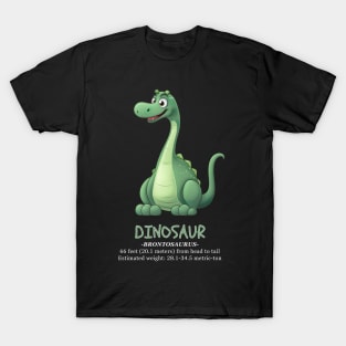 Cute Dinosaur Brontosaurus T-shirt White letters T-Shirt